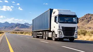 Freight truck travelling on a Namibian highway
