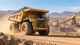 Komatsu haul truck operating at Husab mine in Namibia